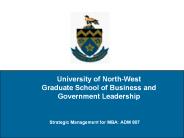 Strategic Management for MBA: ADM 807
