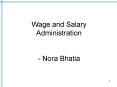 Wage and Salary Administration  - Nora Bhatia PowerPoint PPT Presentation