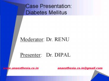 Case Presentation: Diabetes Mellitus