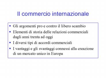 Il commercio internazionale