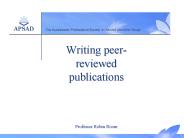 Writing peer-reviewed publications  Professor Robin Room