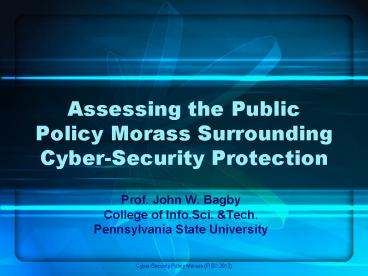 Assessing the Public Policy Morass Surrounding Cyber-Security Protection