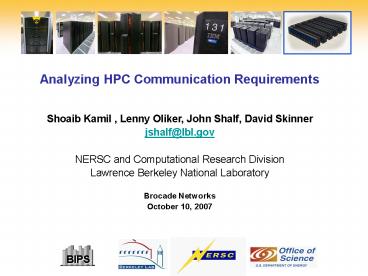 Analyzing HPC Communication Requirements