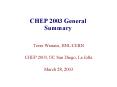CHEP 2003 General Summary PowerPoint PPT Presentation