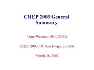CHEP 2003 General Summary