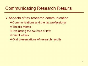 Communicating Research Results