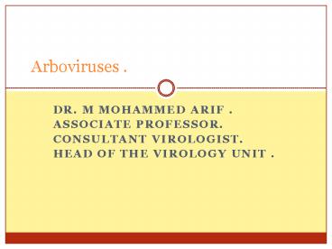 Dr. M Mohammed Arif .