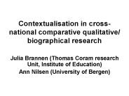 Contextualisation in cross- national comparative qualitative/ biographical research