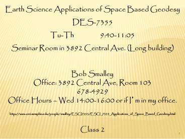 Earth Science Applications of Space Based Geodesy