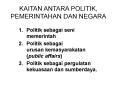 KAITAN ANTARA POLITIK, PEMERINTAHAN DAN NEGARA PowerPoint PPT Presentation