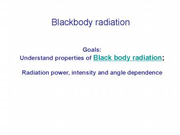 Blackbody radiation