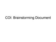 COI: Brainstorming Document