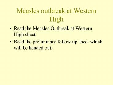 Measles outbreak at Western High