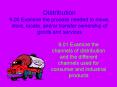 Distribution 9.00 Examine the process needed to move, store, locate, and/or transfer ownership of goods and services PowerPoint PPT Presentation