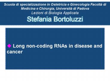 Scuola di specializzazione in Ostetricia e Ginecologia Facolt