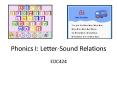 Phonics I: Letter-Sound Relations PowerPoint PPT Presentation