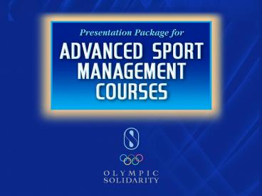 Organising an Olympic Sport Organisation