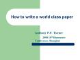 How to write a world class paper PowerPoint PPT Presentation