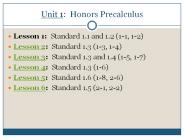 Unit 1: Honors Precalculus