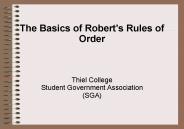 The Basics of Robert's Rules of Order