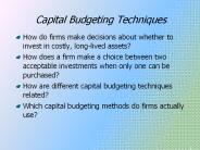 Capital Budgeting Techniques