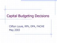 Capital Budgeting Decisions