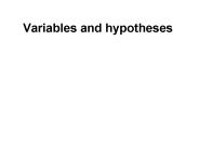 Variables and hypotheses