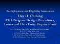Reemployment and Eligibility Assessment Day II Training REA Program Design, Procedures, Forms and Data Entry Requirements PowerPoint PPT Presentation