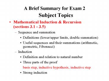 A Brief Summary for Exam 2