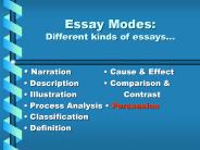 Essay Modes: Different kinds of essays