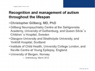 Recognition and management of autism throughout the lifespan
