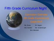 Fifth Grade Curriculum Night