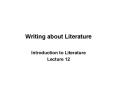 Writing about Literature PowerPoint PPT Presentation