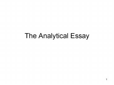 The Analytical Essay