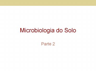 Microbiologia do Solo