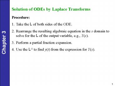 Solution of ODEs by Laplace Transforms