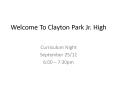 Welcome To Clayton Park Jr. High PowerPoint PPT Presentation