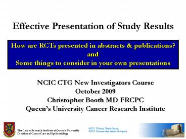 Effective Presentation of Study Results