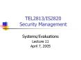 TEL2813/IS2820 Security Management PowerPoint PPT Presentation