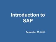 Introduction to SAP