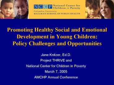 Promoting Healthy Social and Emotional Development in Young Children: Policy Challenges and Opportunities