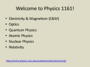 Welcome to Physics 1161!