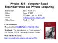 Physics 326:Computer Based Experimentation and Physics Computing PowerPoint PPT Presentation