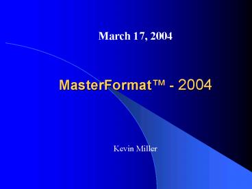 MasterFormat presentation | free to view