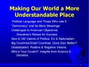 Making Our World a More Understandable Place