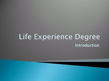 Life Experience Degree