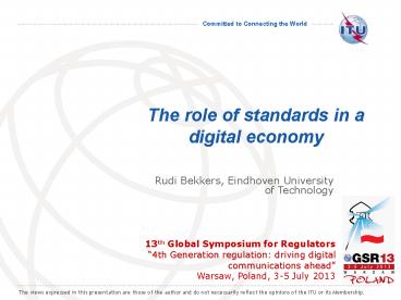 The role of standards in a digital economy