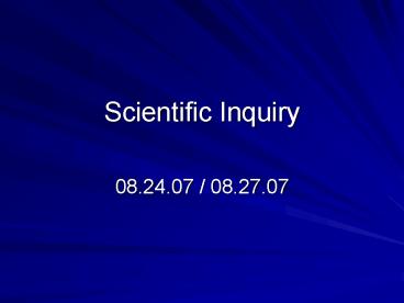Scientific Inquiry
