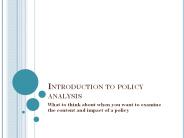 Introduction to policy analysis PowerPoint PPT Presentation