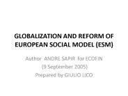 GLOBALIZATION AND REFORM OF EUROPEAN SOCIAL MODEL (ESM)